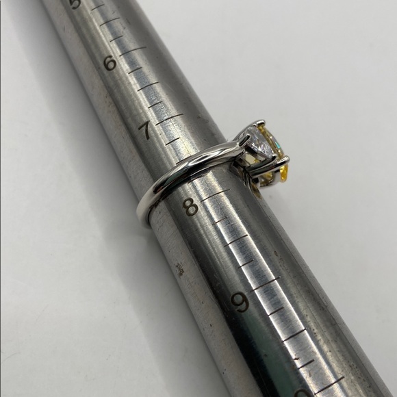 Sterling Silver 925 Simulated Oval Canary Diamond Ring Platinum Plated 7.5 - Picture 9 of 9